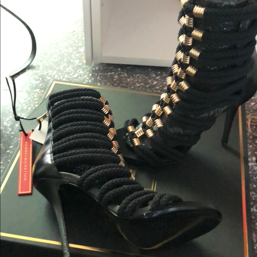NWB BALMAIN ROPE & GOLD HEELS - Picture 2 of 7